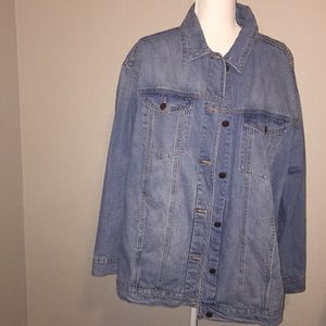 Women’s oversized graffiti jean jacket